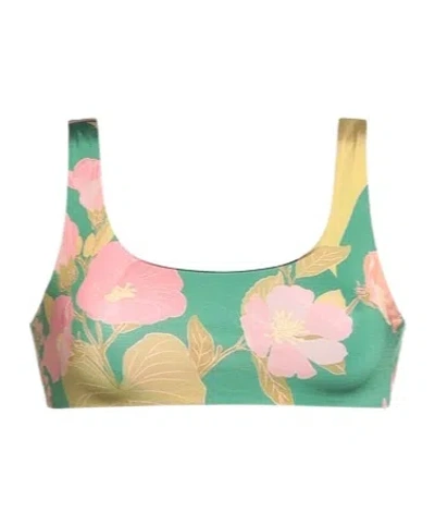 Farm Rio Floralprint Bikini Top In Blue