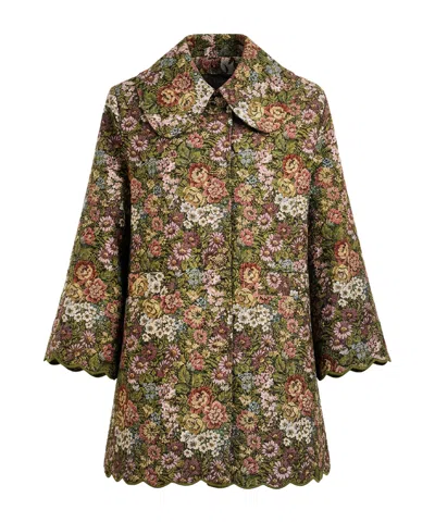 Farm Rio Floral-print Jacket In Green