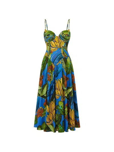 Farm Rio Floral-print Maxi Dress In Green