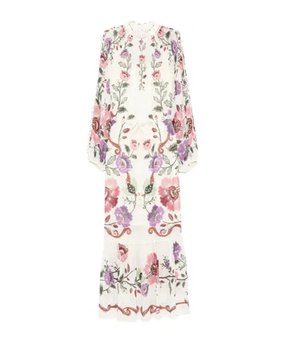 Farm Rio Floral-print Maxi Dress In White