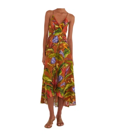 Farm Rio Floral-print Midi Dress In Green