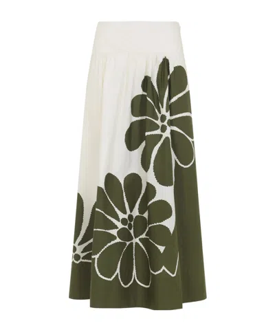 Farm Rio Floral-print Midi Skirt In Pink