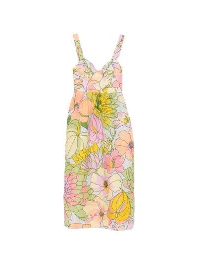 Farm Rio Spring Affair Floral Print Linen Maxi Dress In Multi