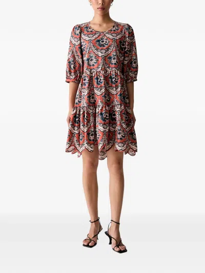 Farm Rio Floral-print Tiered Mini Dress In Multi