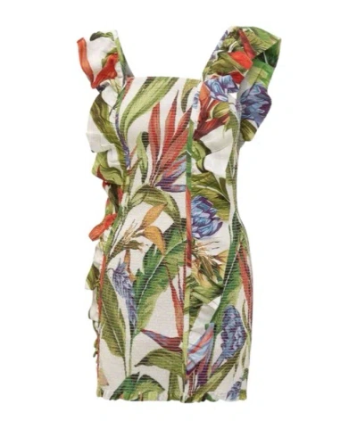 Farm Rio Florart Ruffled Mini Dress In Multi