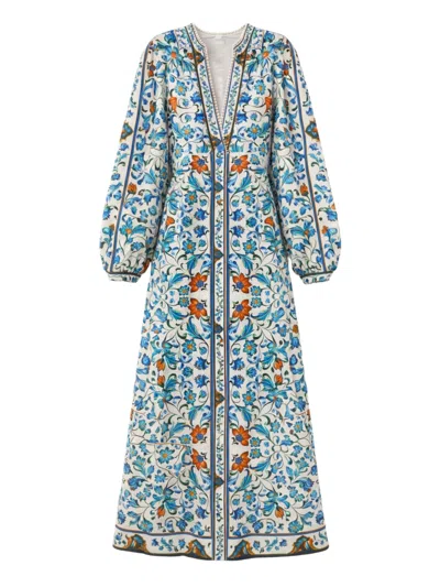 Farm Rio Floratile Long Sleeve Dress For Women In Multi