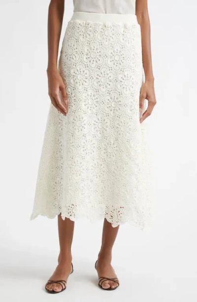 Farm Rio Flower Crochet Skirt In Off-white