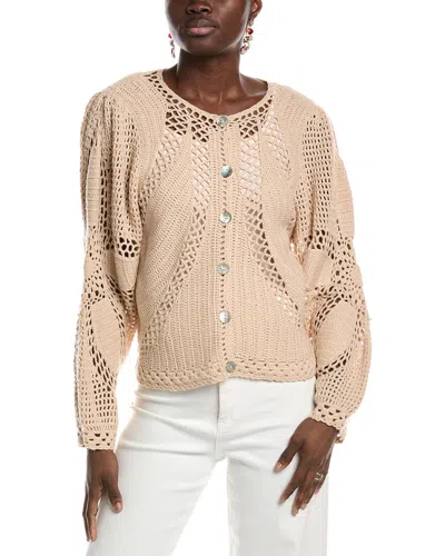 Farm Rio Flower Draw Crochet Cardigan In Multi