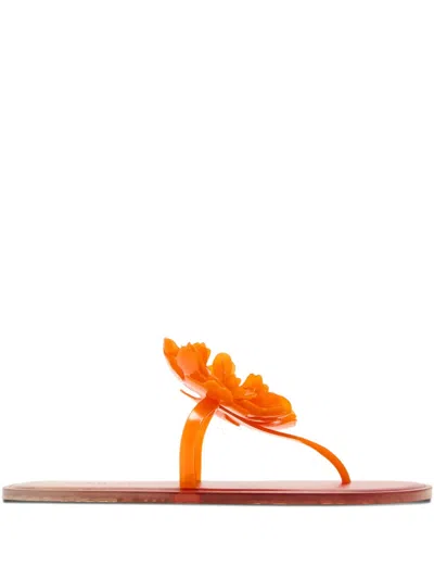 Farm Rio Flower-embellished Thong Sandals In Orange