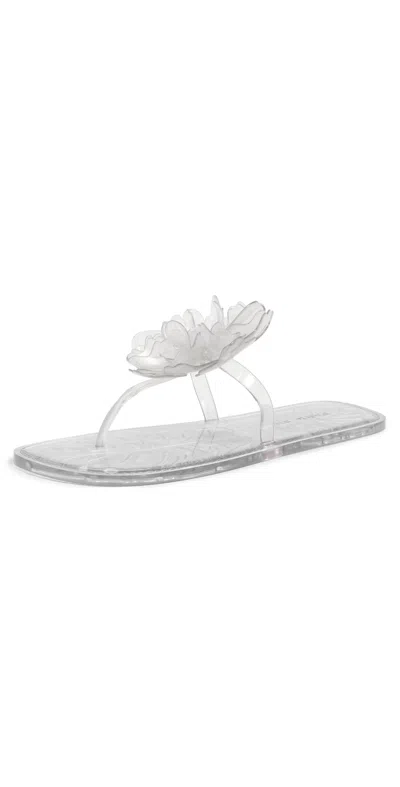Farm Rio Flower Jelly Flat Sandals Ivory In White