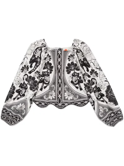 FARM RIO FLOWER LEOPARD BLOUSE