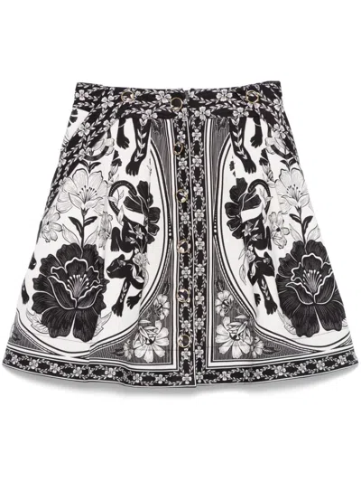 Farm Rio Flower Leopard Mini Skirt In White