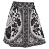 Farm Rio Flower Leopard Printed Mini Skirt In Black Cotton In Gray