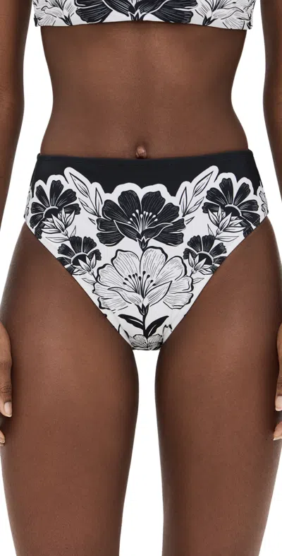 Farm Rio Flower Leopards High Waist Full Bikini Bottoms Flower Leopards Off-white