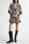 Farm Rio Flower Leopards Long Sleeve Dress In Flower Leopards Off-