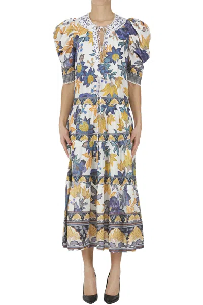 Farm Rio Flower Print Cotton Dress In Multi