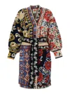 Farm Rio Floral-patchwork Cardi-coat In Multi