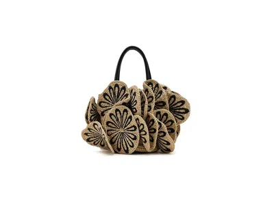 Farm Rio Flower Raffia Bag Shoulder Handbags Black/natural: One Size