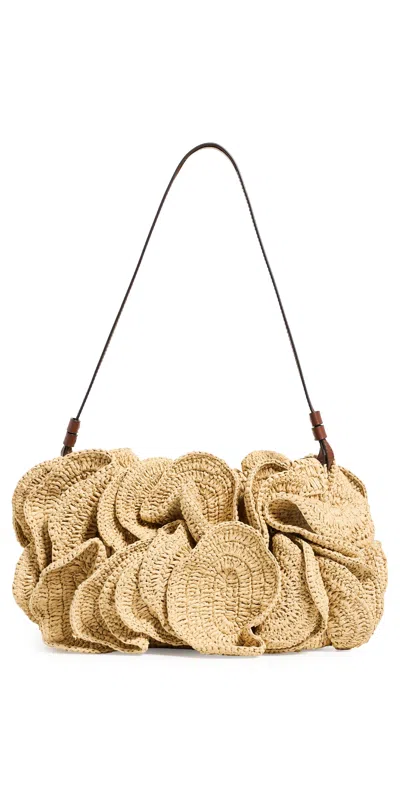 Farm Rio Flower Raffia Shoulder Bag Natural L0080 In Neutral