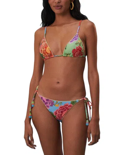 Farm Rio Flower Scarves Tie Side Full Cut Bikini Bottom In Multi