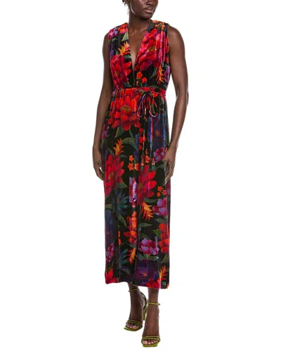 Farm Rio Flower Season Black Wrap Maxi Dress In Transparent