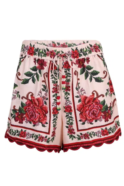 Farm Rio Flower Tapestry Pink Shorts In Multi
