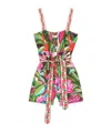 Farm Rio Jardin De Reve Multicolor Jumpsuit With Waist Waist Belt And All-over Floral Print In Linen Blend Wo In Multicolor