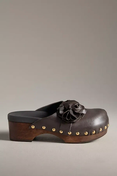 Farm Rio Flower Wood-bottom Clogs In Brown