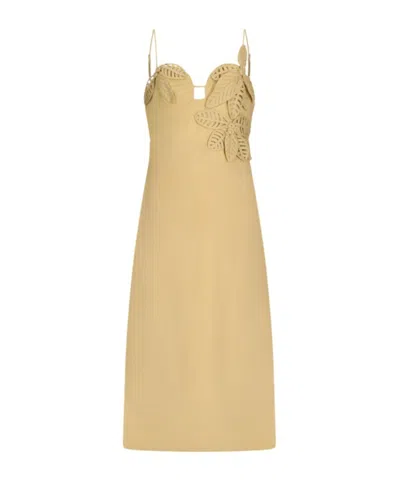 Farm Rio 3d Flower Sleeveless Midi Dress In Yellow