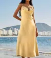 Farm Rio Linen Dress With Cotton Lining In Beige