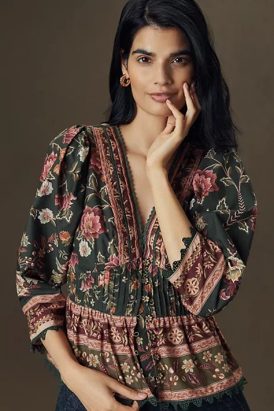 Farm Rio Flowering Garden Cotton Blouse In Multi