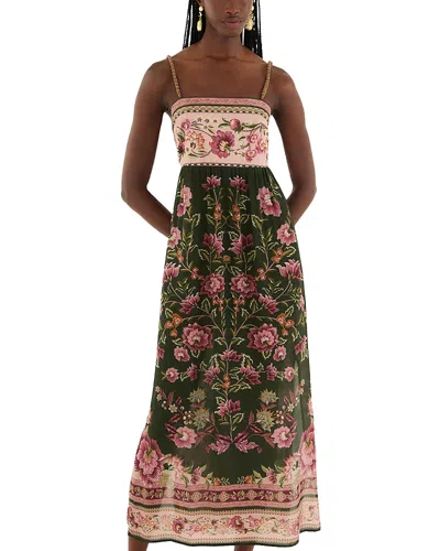 Farm Rio Flowering Garden Tree Dress In Black