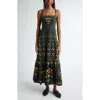 Farm Rio Flowers Arch Black Sleeveless Maxi Dress Flowers Arch Black In Flowers Arch Black