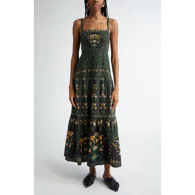 FARM RIO FARM RIO FLOWERS ARCH BACK SLEEVELESS MAXI SUNDRESS