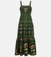 Farm Rio Flowers Arch Black Sleeveless Maxi Dress Flowers Arch Black In Green