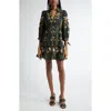 Farm Rio Flowers Arch Linen Blend Minidress In Flowers Arch Black