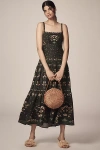 Farm Rio Flowers Arch Black Sleeveless Maxi Dress Flowers Arch Black In Black