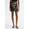 Farm Rio Flowers Arch Wrap Front Linen Miniskirt In Black