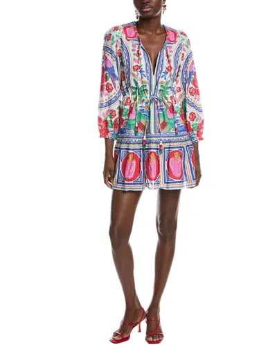 Farm Rio Flowers Beach Off White Mini Dress