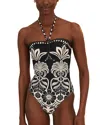 Farm Rio Flowers Leopards One Piece Flower Leopards Off-white In Off-white