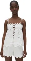 Farm Rio Flowers Richelieu Sleeveless Blouse Off-white