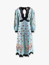 Farm Rio Floral Embroidered Long Sleeve Cutout Linen Midi Dress In Multicolor