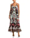 Farm Rio Pleated Sleeveless Midi Dress In Flowing Beauty Blue