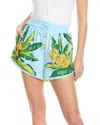 Farm Rio Foliage Linen-blend Short In Blue