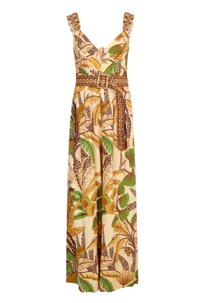 Farm Rio Foliage Sketch Sand Jumpsuit