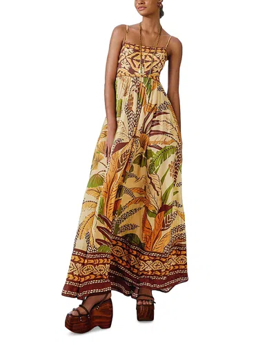 Farm Rio Foliage Sketch Sand Maxi Dress In Multi
