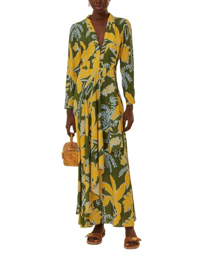 Farm Rio Foliage Sketch V-neck Maxi Dress In Green In Multi
