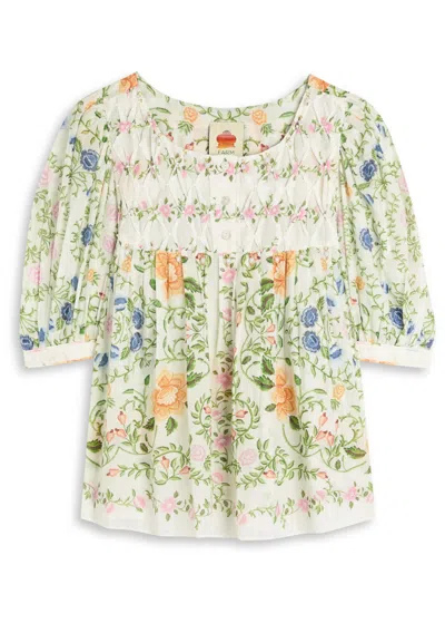 Farm Rio Folk Floral-print Cotton Blouse