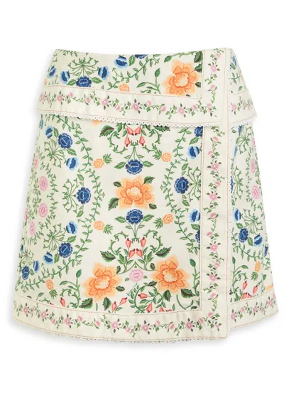 Farm Rio Folk Floral-print Cotton Mini Skirt