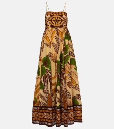 Farm Rio Folliage Sketch Cotton-blend Maxi Dress